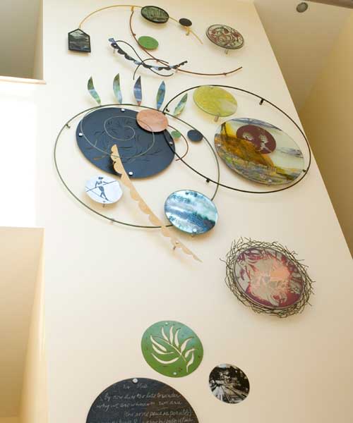 Six Degrees | Sculptures by Reddy Made Designs | Glen Park Branch Library in San Francisco. Item made of metal with glass