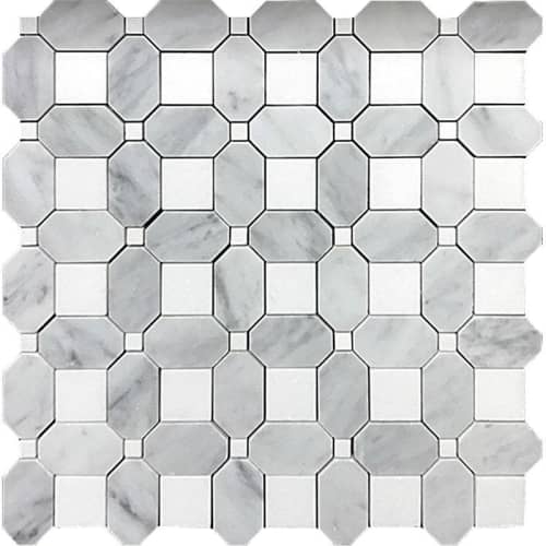 Beveled Wall Tiles, Thassos and Carrara Marble Tiles | Tiles by Tile Club. Item composed of marble