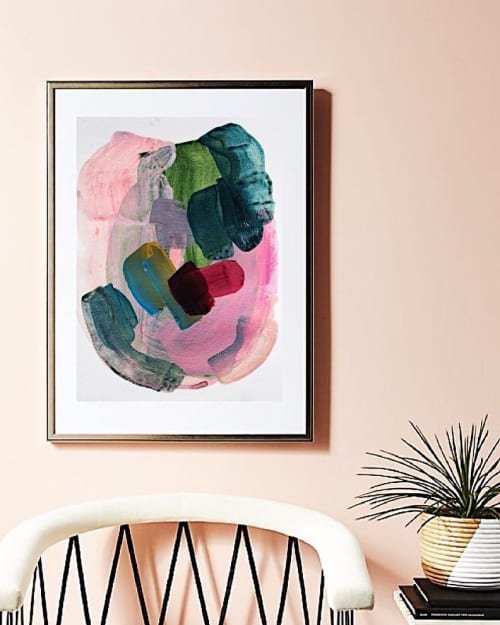 Portrait Pink | Oil And Acrylic Painting in Paintings by maja dlugolecki. Item made of paper