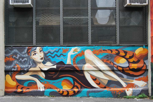 Swimmer | Street Murals by YU-BABA | Queens, New York in Queens