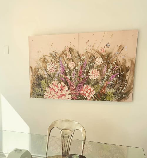 Rufous with Milkweed | Oil And Acrylic Painting in Paintings by Cara Enteles Studio | Amy Simon Fine Art in Westport. Item made of canvas
