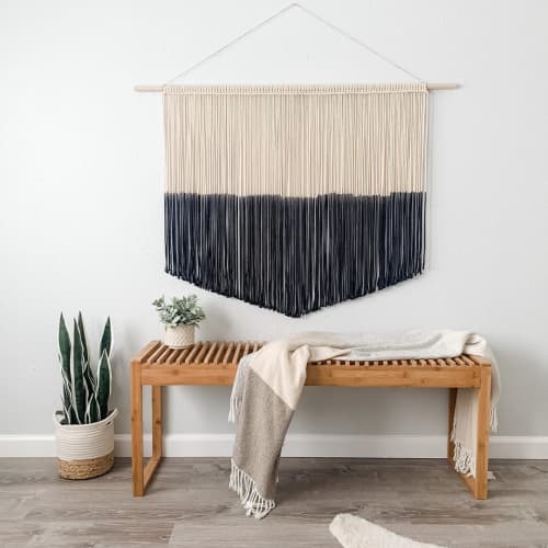 Black Modern Macrame Wall Hanging / Fiber Art by Love & Fiber