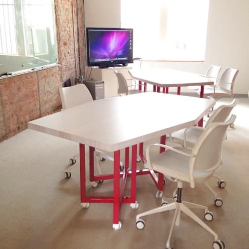 Custom Hexagonal Solid Ash Conference Table | Tables by Alex Drew & No One. Item composed of wood and steel