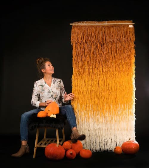 Saule - Wall Hanging - Shaggy Tapestry | Wall Hangings by Lale Studio & Shop. Item composed of bamboo and wool in boho or minimalism style