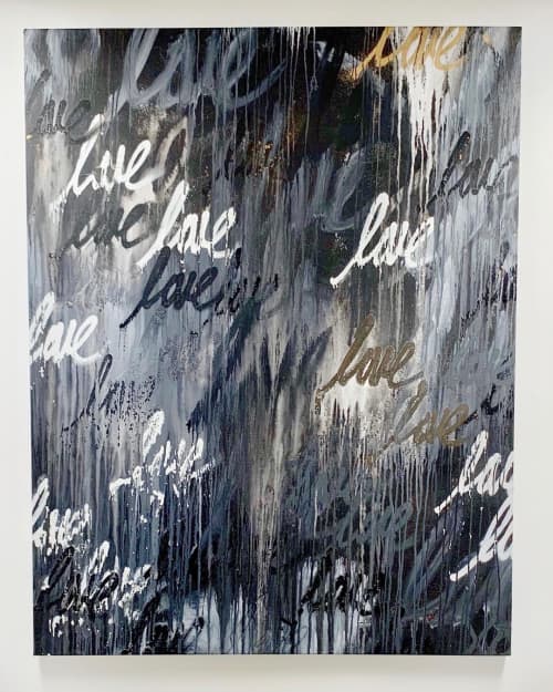 Love Shines In The Dark | Oil And Acrylic Painting in Paintings by Ruben Rojas. Item composed of canvas & synthetic