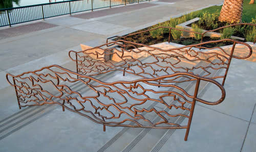 School Of Fish Railings | Sculptures by Eric Powell | Stockton Downtown Marina in Stockton. Item composed of metal