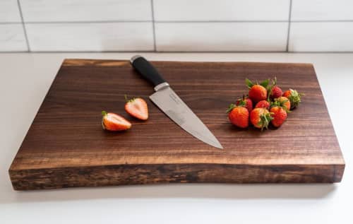 Live edge walnut chef’s block | Serving Board in Serveware by Dust & Spark. Item made of walnut