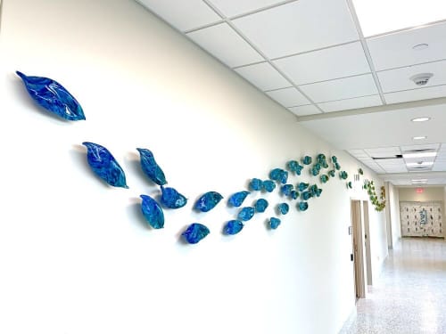 "Ribbons of Colors" | Wall Sculpture in Wall Hangings by Lea de Wit | Saint Francis Cancer Center in Tulsa. Item composed of glass
