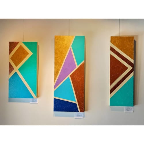 Geometric Triptych Set | Oil And Acrylic Painting in Paintings by Soulscape Fine Art + Design by Lauren Dickinson | Crumbzz in Forney. Item composed of synthetic