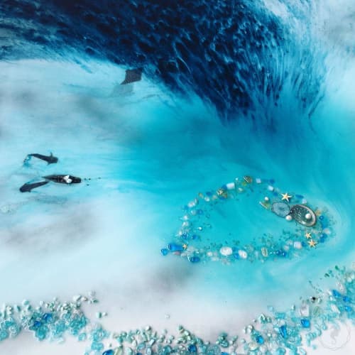 Blue Lagoon Artwork | Mixed Media by ANTUANELLE. Item composed of synthetic