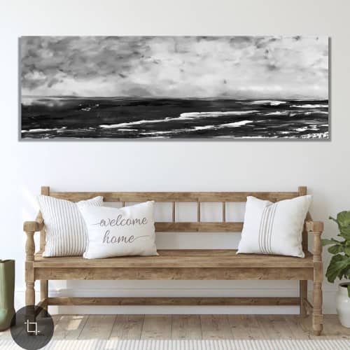 Black and White Coastal Seascape | Oil And Acrylic Painting in Paintings by Debby Neal Arts. Item made of synthetic