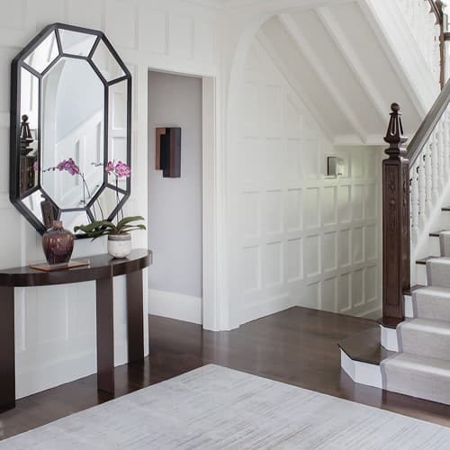 ST-91 Demilune Console Table | Tables by Antoine Proulx Furniture, LLC. Item composed of walnut & bronze