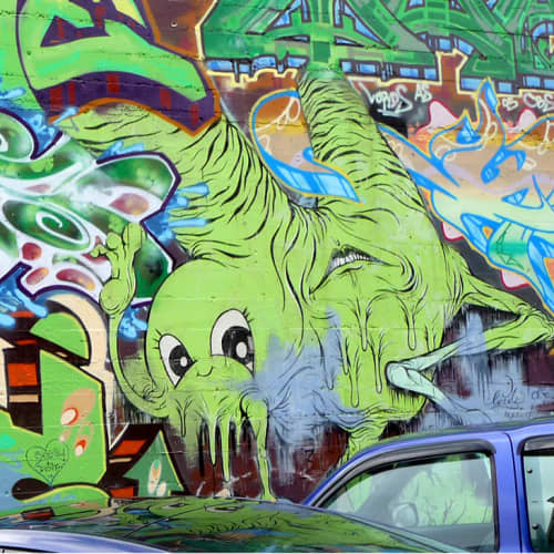 Unidentified Creature Mural | Street Murals by Alex Pardee | Stanyan Street, Haight-Ashbury in San Francisco