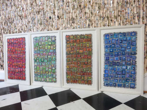 In Box and Stained Glass fiber series | Tapestry in Wall Hangings by Susan Lenz. Item composed of fabric & fiber