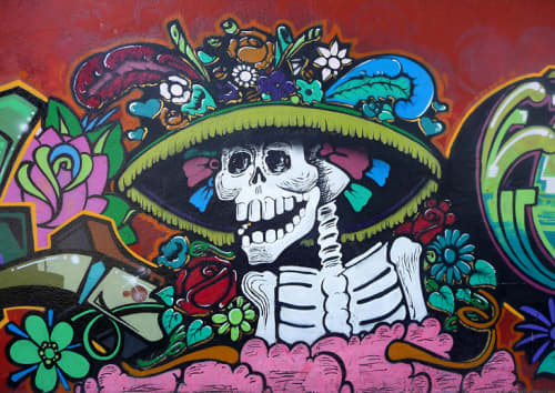 Skull | Street Murals by Jaime Zacarias aka Germs | Bryant St, SoMa in San Francisco
