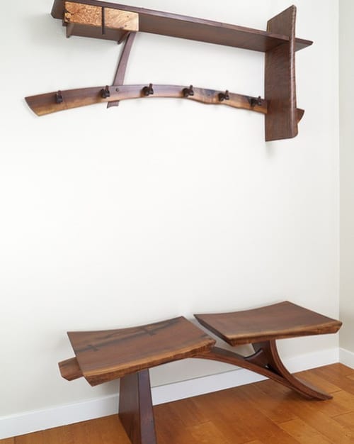 Tsunami Bench | Benches & Ottomans by Brian Hubel. Item composed of walnut