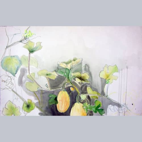 Spaghetti Squash | Oil And Acrylic Painting in Paintings by Cara Enteles Studio. Item made of canvas