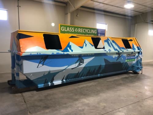 Recycle Glass Bin Mural | Street Murals by Josh Scheuerman. Item composed of synthetic