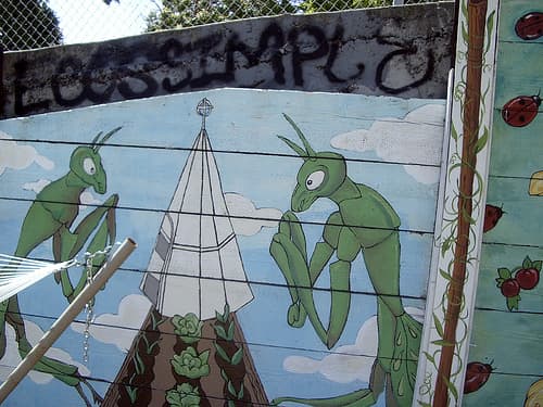 Mural for Urban Share Community Garden | Street Murals by Leanne C. Miller | Gough Street in San Francisco