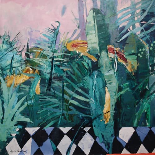 Terrace | Oil And Acrylic Painting in Paintings by Glib Franko. Item made of synthetic