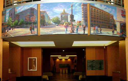 Civic Center viewed from Broadway in Downtown Oakland | Street Murals by Anthony Holdsworth Studio Gallery | 250 Frank H. Ogawa Plaza in Oakland