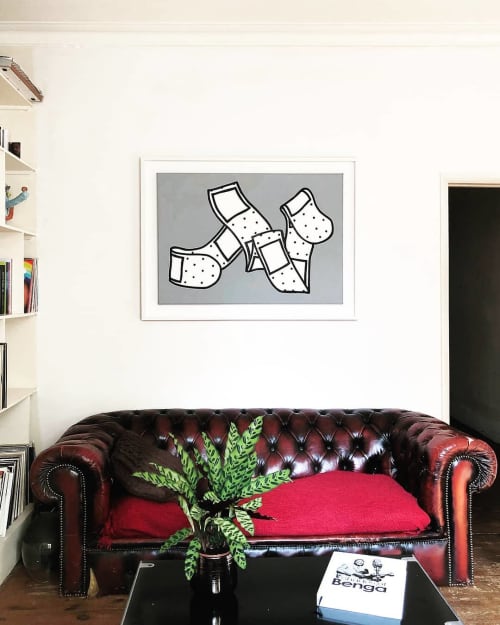 Band Aid (Gray) Painting | Oil And Acrylic Painting in Paintings by Dede Bandaid. Item composed of synthetic
