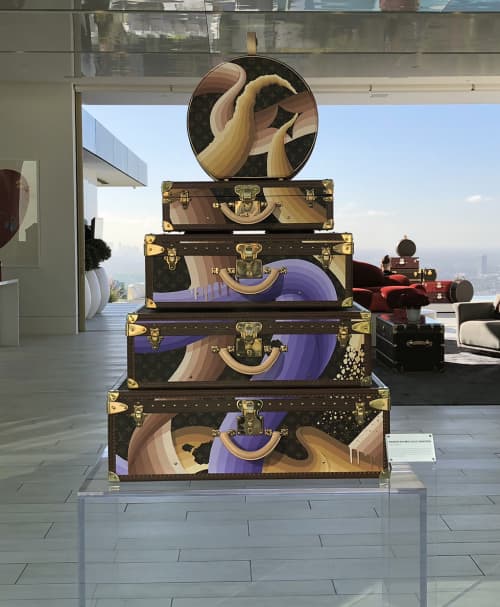 Hand Painted Trunk Stack by Ricky Watts at Louis Vuitton Beverly Hills Rodeo Drive, Beverly | Wescover Murals