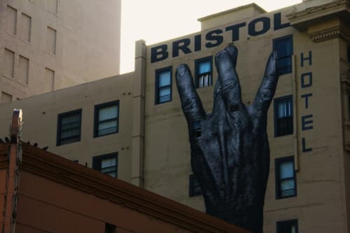 W-Hand | Murals by JR | Bristol Hotel Apartments in Los Angeles