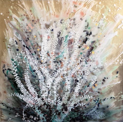 "Fern Patch" | Oil And Acrylic Painting in Paintings by Cara Enteles Studio. Item composed of synthetic
