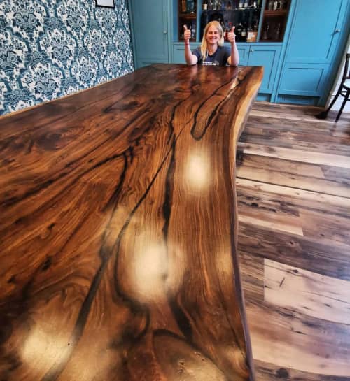 Living Edge Dining Table | Tables by Handmade in Brighton. Item composed of walnut