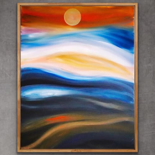 Sunset in Japan | Oil And Acrylic Painting in Paintings by Mami Ishibashi. Item composed of synthetic