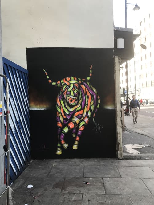 Bull | Street Murals by Otto Schade | Bull in a China Shop in London. Item composed of synthetic