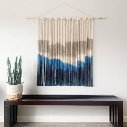 Extra Large Hand Dyed Modern Macrame Wall Hanging | Wall Hangings by Love & Fiber. Item composed of cotton & fiber