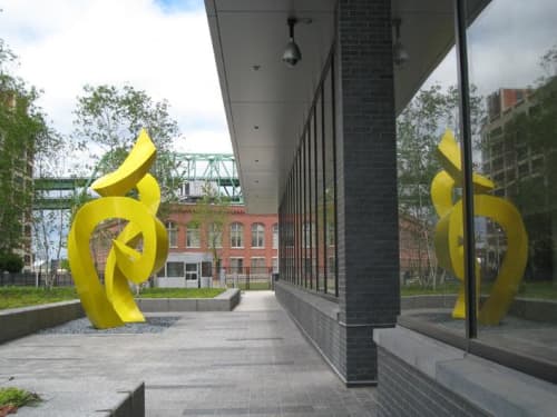 Charispiral | Public Sculptures by Mary Ann E. Mears | Spaulding Rehabilitation Hospital Boston in Boston. Item made of aluminum