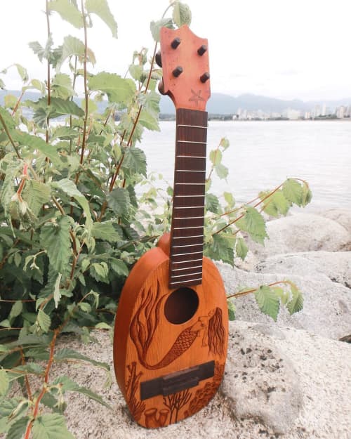 Mermaid Ukulele | Wall Sculpture in Wall Hangings by Bisa Lisa Studio. Item made of wood