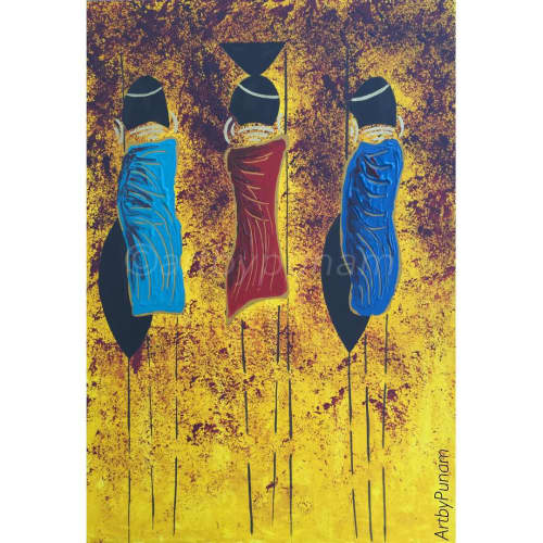 "Happy Dance" | Oil And Acrylic Painting in Paintings by ArtbyPunam. Item composed of canvas & synthetic