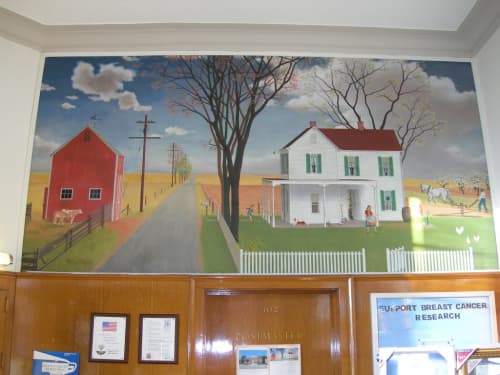 Rural Highway | Murals by Marianne Appel | United States Postal Service, Middleport, NY in Middleport