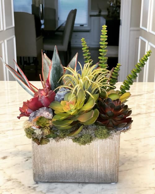 Succulents with Amethyst | Floral Arrangements by Fleurina Designs
