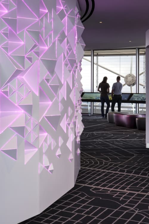 Reunion Tower Illuminated Core Wall | Paneling in Wall Treatments by Amuneal | Reunion Tower in Dallas. Item made of synthetic