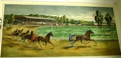 The Running of the Hambletonian Stakes | Murals by Georgina Klitgaard | United States Postal Service, Goshen, NY in Goshen
