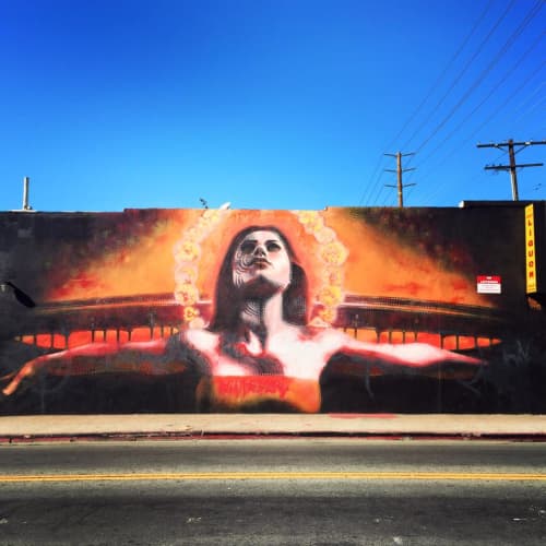 La Señora de la Muerte | Murals by El Mac (Miles MacGregor) | J & J Grocery & Liquor in Los Angeles