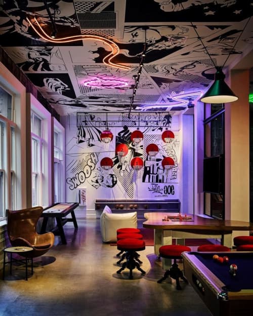 Mural on a Ceiling | Murals by Color Cartel | Hotel Zeppelin in San Francisco
