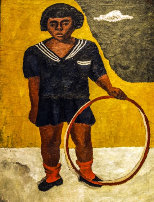 Girl with Hoop (Niña con aro) | Paintings by Rufino Tamayo | Art of The Americas Building in Los Angeles