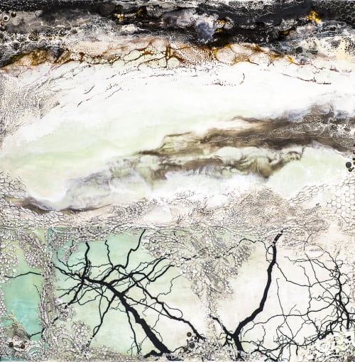 Green Trees | Mixed Media by Laura Van Horne Art. Item made of wood