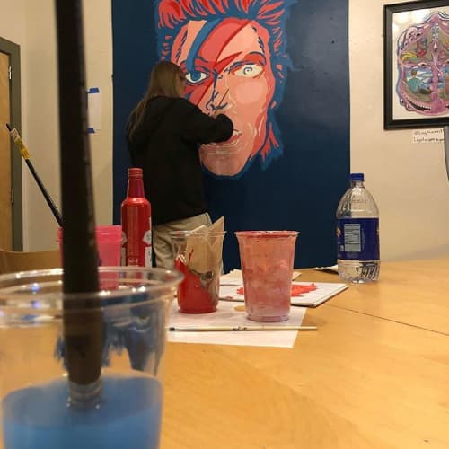 Mural by Logan Hamilton at Joe Van Gogh at the Green Bean, Greensboro