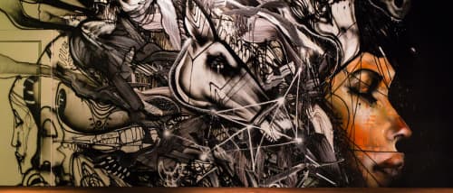Horse's Head and a Woman's Face Mural | Murals by David Choe | Momofuku Ko in New York