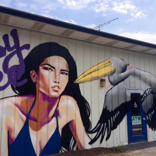 Girl and Pelican Mural | Street Murals by KAZILLA | Ithaca, NY in Ithaca