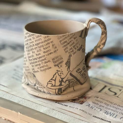 Printed Ceramic Cup | Drinkware by Catharina Goldnau Ceramics. Item composed of ceramic