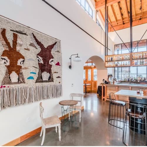Donkeys | Macrame Wall Hanging in Wall Hangings by Maryanne Moodie | Texican Court , A Valencia Hotel in Irving. Item composed of fabric