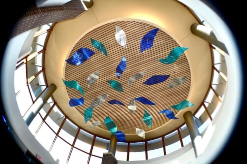 Illuminated Flight | Public Sculptures by Bonnie Rubinstein Glass Studio | Westfields Hospital in New Richmond. Item composed of metal